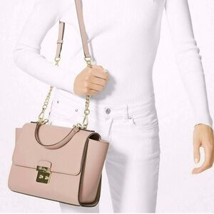 Michael Kors Brandi Fawn Leather Medium Satchel Shoulder Bag